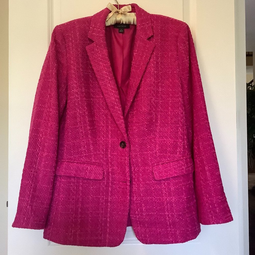 Ann Taylor Hot Pink Tweed Blazer